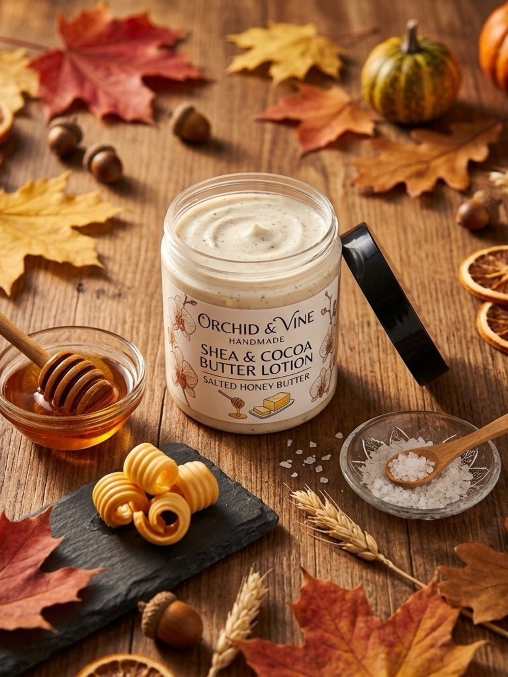 Orchid & Vine Shea & Cocoa Butter Lotion - Salted Honey Butter Skin Nutrition